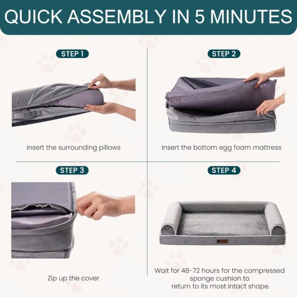 Waterproof Orthopedic Pet Bed in Grey - Image 8