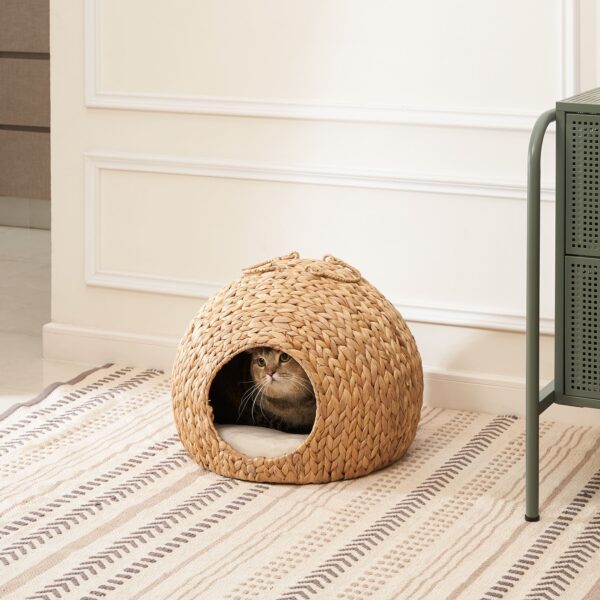 Natural Woven Cat Cave with Carry Handles - Image 2