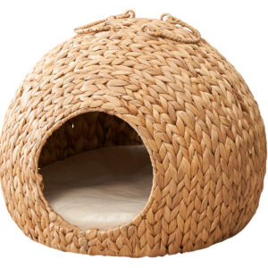 Natural Woven Cat Cave with Carry Handles
