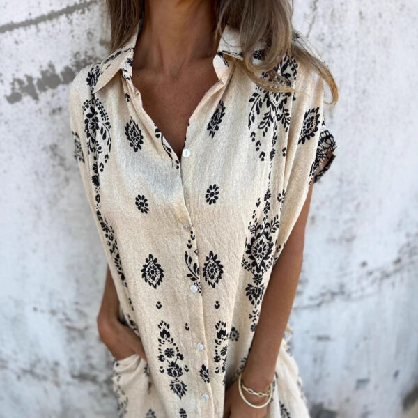 Lapel Shirt Dress for Beachwear - Image 2