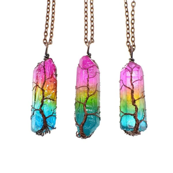Stone Crystal Necklace with Tree of Life Design - Image 9