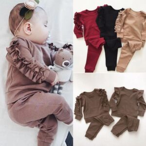 Infant Solid Color Sweatshirt and Pants Outfit