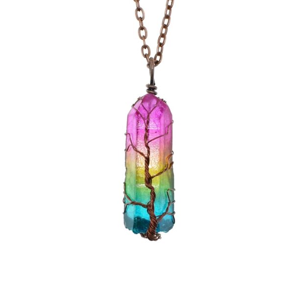 Stone Crystal Necklace with Tree of Life Design - Image 4