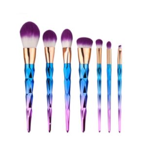 7 Piece Cosmetic Brush Kit for Face and Eyes