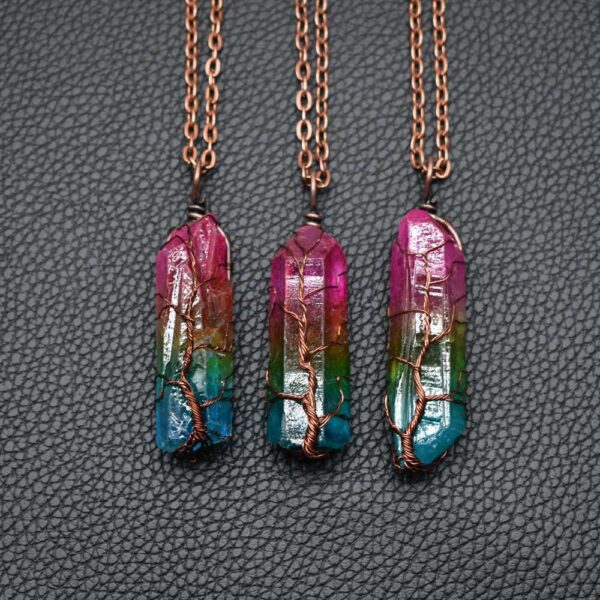 Stone Crystal Necklace with Tree of Life Design - Image 8