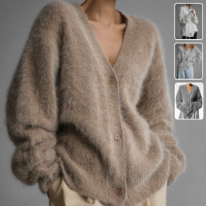 Loose Fit V-Neck Knit Sweater for Women