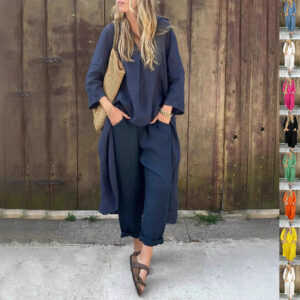 Long Sleeve Lounge Set with High Waist Pants