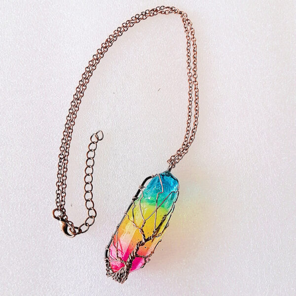 Stone Crystal Necklace with Tree of Life Design - Image 6