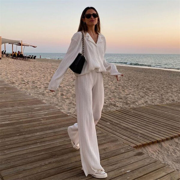 Shirt Straight-leg Trousers Two-piece Set For Women - Image 2