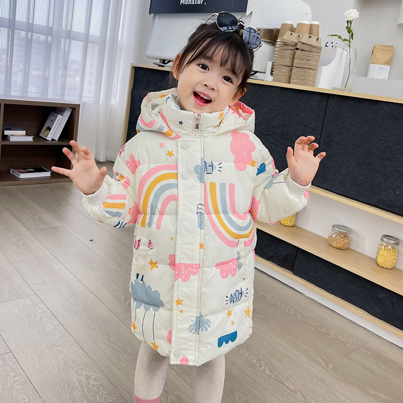 New Style Children's Down Jacket Middle Long Cute Thickened Cotton - Image 6