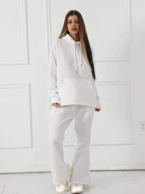 Women's Fashionable Casual Solid Color Long Sleeved Sweatshirt Set - Image 7