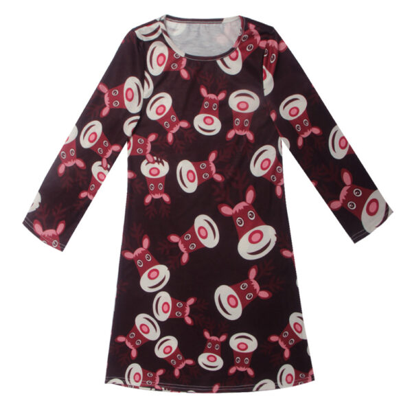 Fashion Casual Santa Printed Long Sleeve Girls Dress - Image 10
