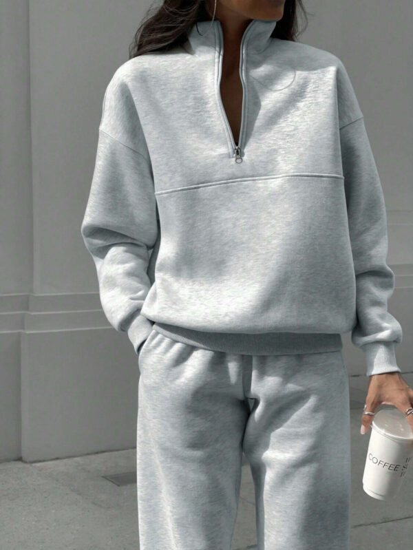Long-sleeved Sports Sweatshirt Suit Fashion Stand-up Collar Zip-up Top And Elastic Band Trousers With Pocket Srping Fall Clothing For Women - Image 10