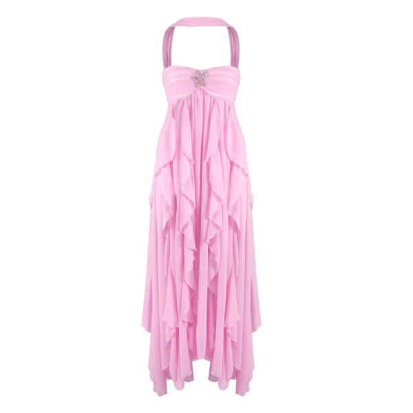 Sexy Halter Backless Tube Top Laminated Lace Dress - Image 2
