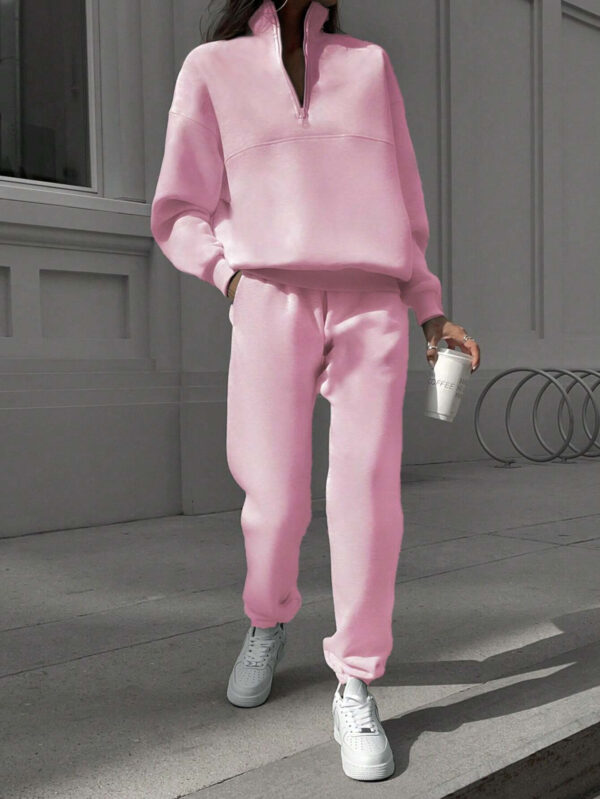 Long-sleeved Sports Sweatshirt Suit Fashion Stand-up Collar Zip-up Top And Elastic Band Trousers With Pocket Srping Fall Clothing For Women - Image 6