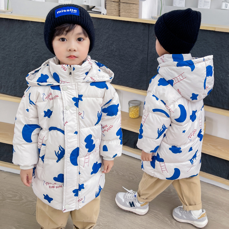 New Style Children's Down Jacket Middle Long Cute Thickened Cotton - Image 3