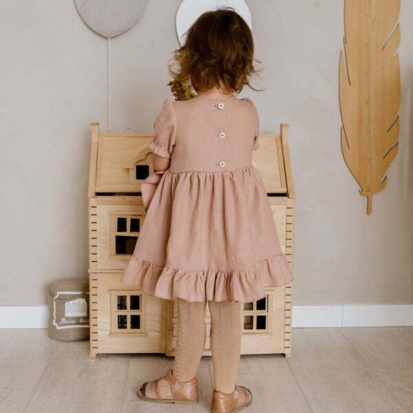 Girls' Dresses, Princess Dresses, Cotton And Linen Short-sleeved Ruffles - Image 2