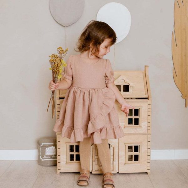 Girls' Dresses, Princess Dresses, Cotton And Linen Short-sleeved Ruffles - Image 3