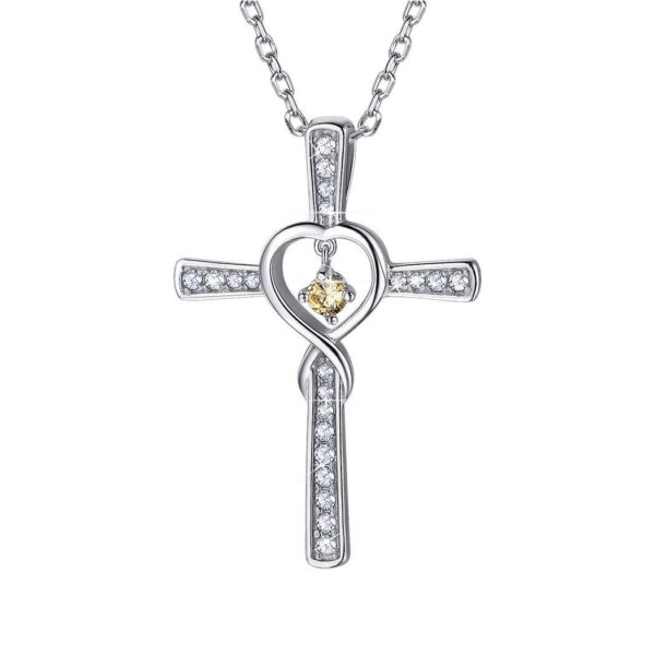 Infinity Love God We Trust Christian Cross Birthstone Crystal Pendant Necklace Colour Gems Zircon Heart Necklace Women Jewelry - Image 10