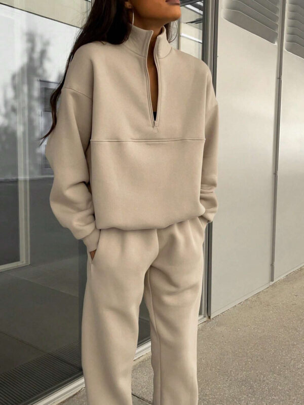 Long-sleeved Sports Sweatshirt Suit Fashion Stand-up Collar Zip-up Top And Elastic Band Trousers With Pocket Srping Fall Clothing For Women - Image 8