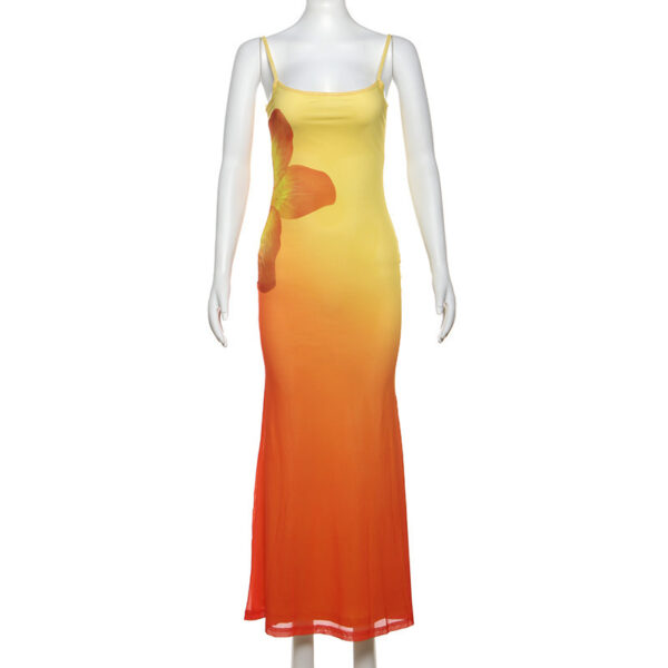 Pure Desire Wind Three-dimensional Gradient Flower Fishtail Sheath Dress - Image 6