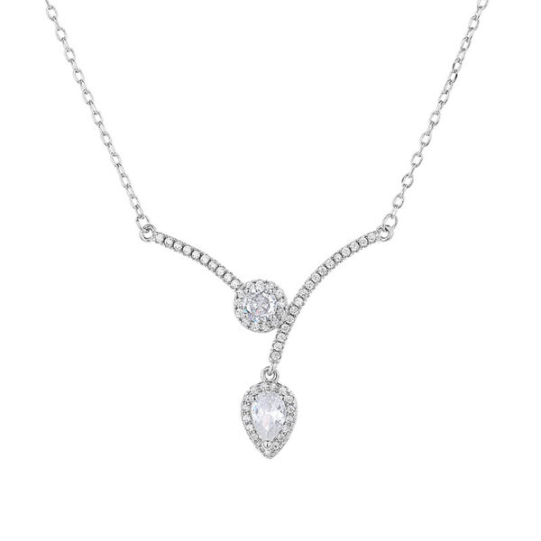 Micro Inlaid Zircon Water Drop V-shaped Necklace Niche High Sense - Image 5