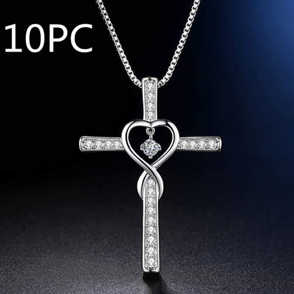 Infinity Love God We Trust Christian Cross Birthstone Crystal Pendant Necklace Colour Gems Zircon Heart Necklace Women Jewelry - Image 4