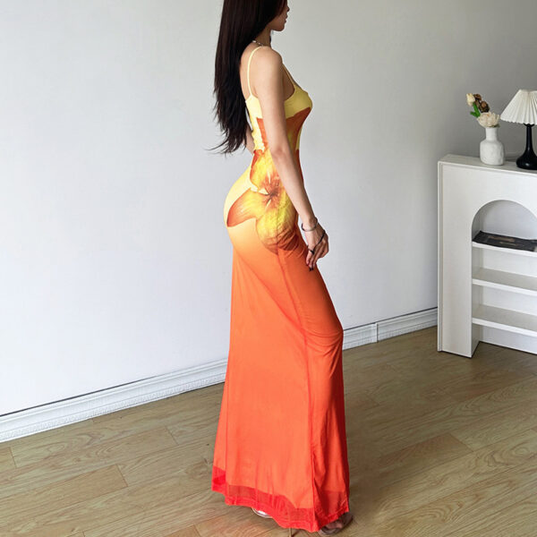 Pure Desire Wind Three-dimensional Gradient Flower Fishtail Sheath Dress - Image 3