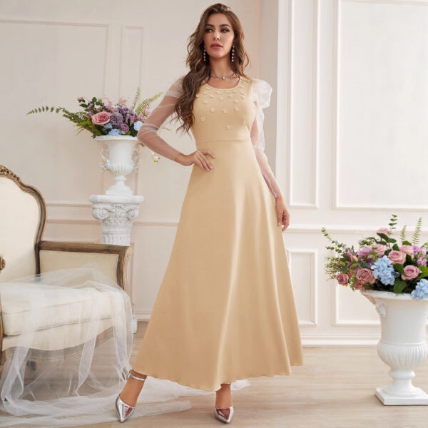 Fashion Elegant Mesh Sleeves Women's Dress - Image 3