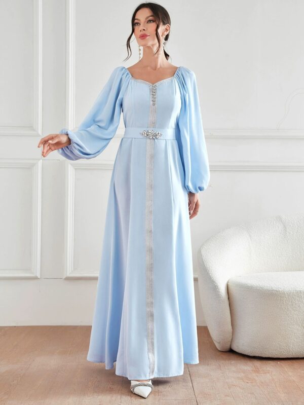 Elegant High Waist Rhinestone Women's Dress - Image 6