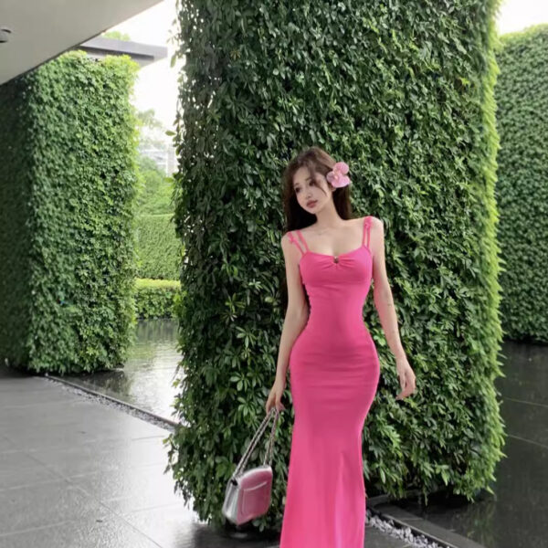 Double-shoulder Strap Sling Waist-tight Slim And Sexy Hip-wrapped Fishtail Dress - Image 2