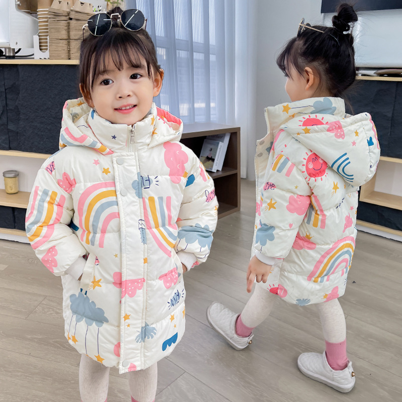 New Style Children's Down Jacket Middle Long Cute Thickened Cotton - Image 4