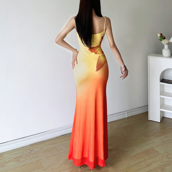 Pure Desire Wind Three-dimensional Gradient Flower Fishtail Sheath Dress - Image 4