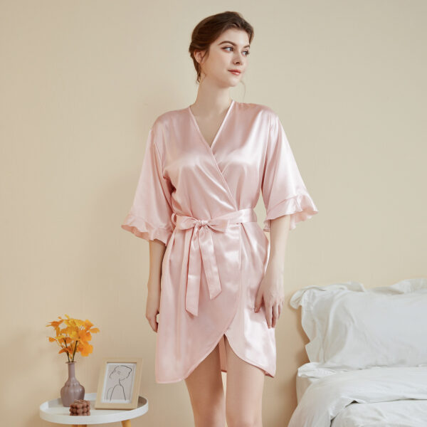 Ruffle Sleeve Cool Short Nightgown Bathrobe Home Wear - Image 10