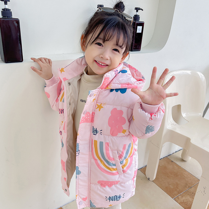 New Style Children's Down Jacket Middle Long Cute Thickened Cotton - Image 7