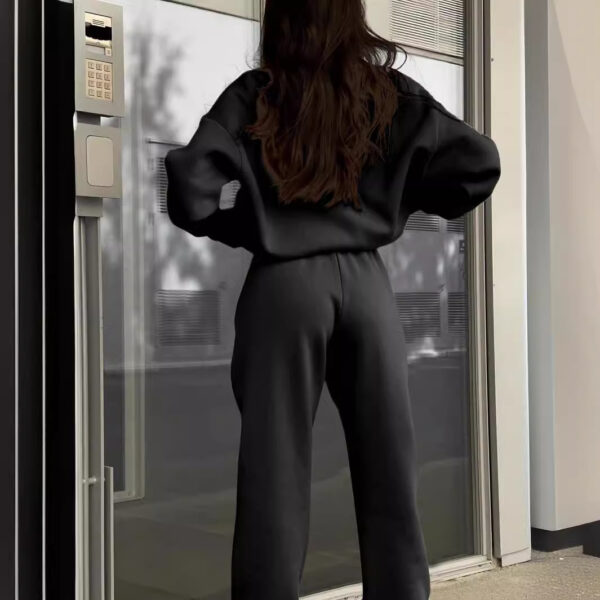 Long-sleeved Sports Sweatshirt Suit Fashion Stand-up Collar Zip-up Top And Elastic Band Trousers With Pocket Srping Fall Clothing For Women - Image 3