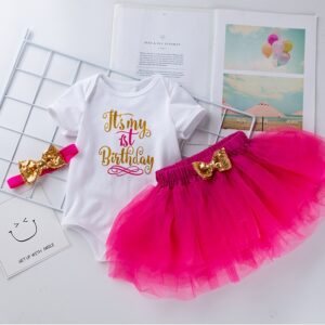 Fashion Girls' Short-sleeved Letter Printed Blouse Mesh Skirt