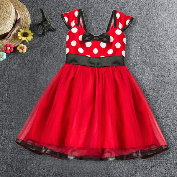 Sleeveless Vest Polka Dot Bow Princess Dress - Image 2