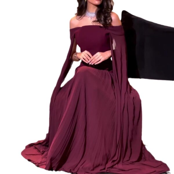 Women's Socialite Style Off-shoulder Mesh Stitching Elegant Dress - Image 4