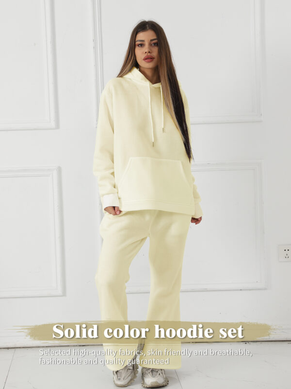 Women's Fashionable Casual Solid Color Long Sleeved Sweatshirt Set - Image 8