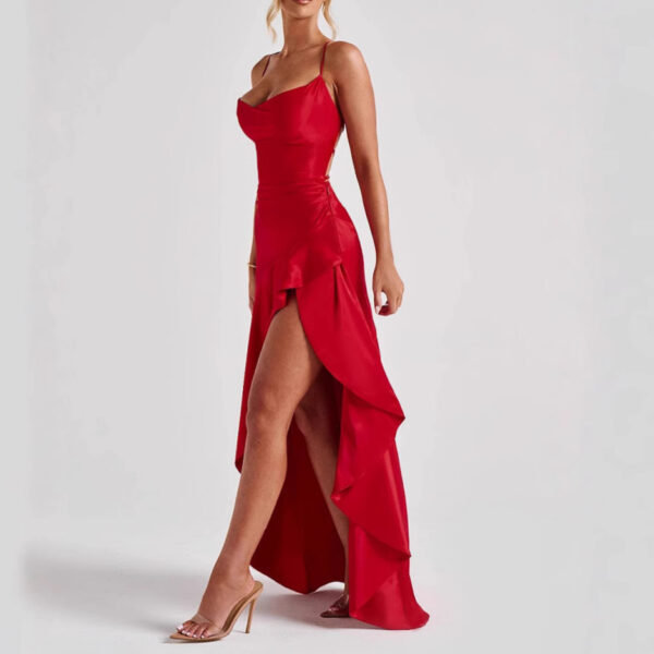Summer Club Dress with Ruffles and Slit - Image 2