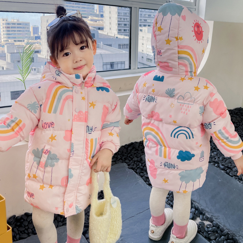 New Style Children's Down Jacket Middle Long Cute Thickened Cotton - Image 5