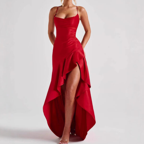 Summer Club Dress with Ruffles and Slit - Image 4