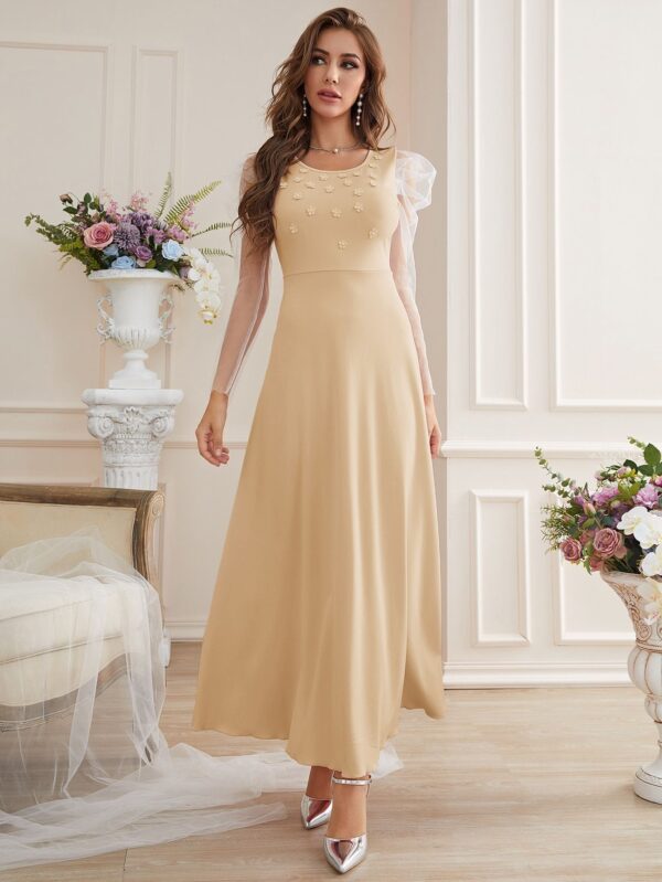 Fashion Elegant Mesh Sleeves Women's Dress - Image 6