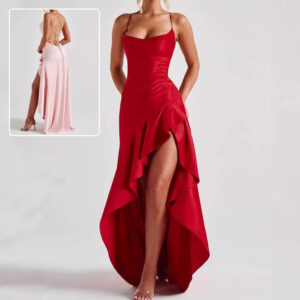Summer Club Dress with Ruffles and Slit