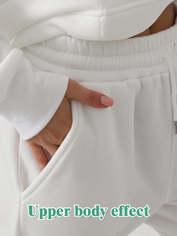 Women's Fashionable Casual Solid Color Long Sleeved Sweatshirt Set - Image 6