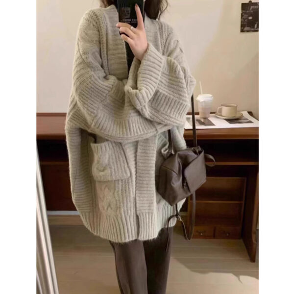 Loose Sweater Cardigan Coat For Women - Image 2