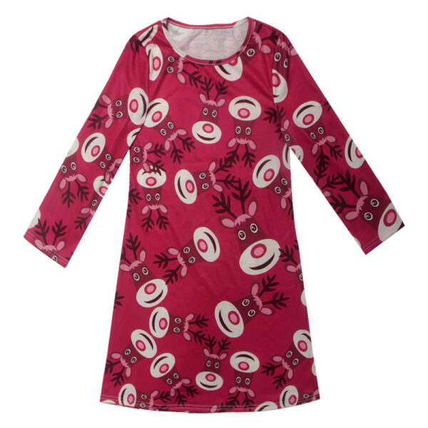 Fashion Casual Santa Printed Long Sleeve Girls Dress - Image 5