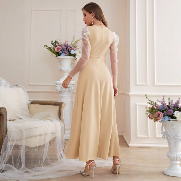 Fashion Elegant Mesh Sleeves Women's Dress - Image 2
