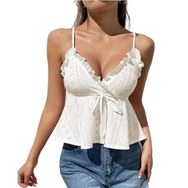 Women's Solid Color Simple Lace Camisole Sleeveless Top - Image 5